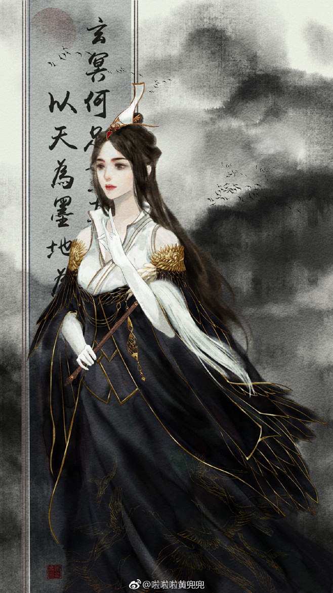古风女，武侠，天刀真武，水墨