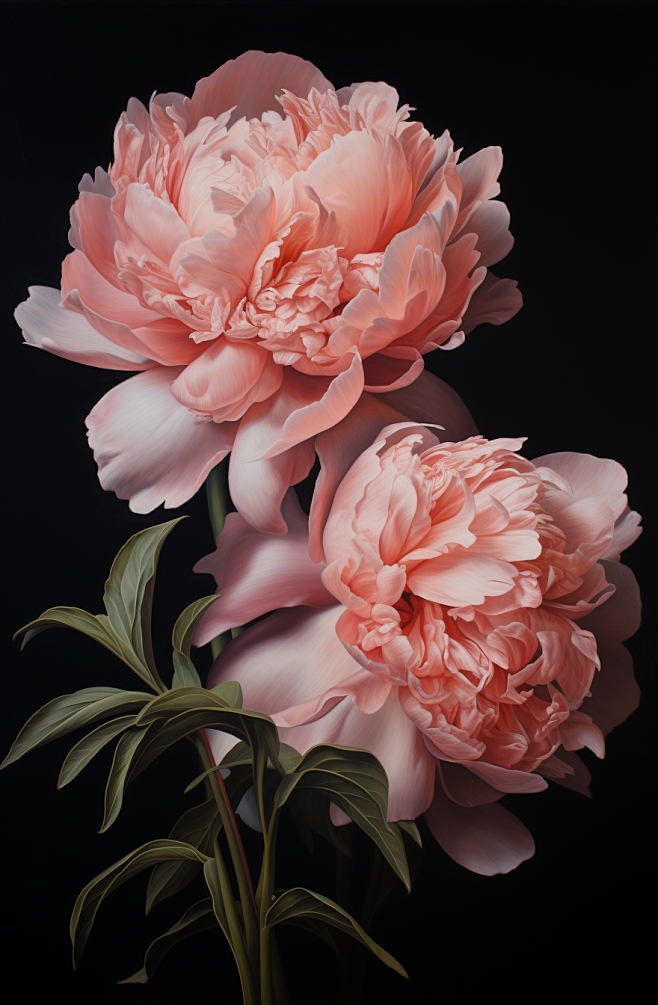 two pink peonies are...