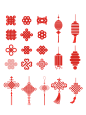 矢量图红色中式中国结穗子灯笼透明装饰图案