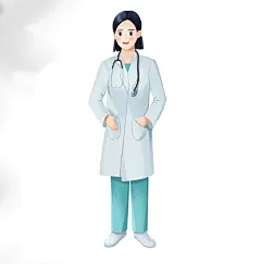 中国风带听诊器的女医生人物插画