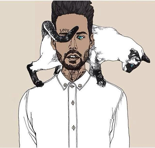 插画：纹身男和他的猫 插画艺术--创意图...