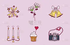 婚礼夫妇关系婚姻婚礼图标设计典礼庆祝和节日民俗图标美丽手绘家庭粉色矢量插图