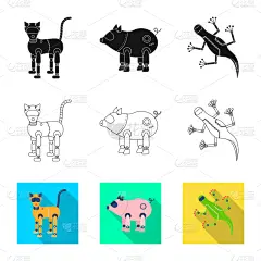 玩具,科学,分离着色,标志,可爱的,野生动物,塑胶,技术,猪,蜥蜴