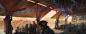 Shade Festival, Kirsten Zirngibl : (This was a piece originally intended for Fymos, but I decided to cut it.)  Inspired by people in the shade of giant planes during the San Diego air show.  People attempt to avoid the sun for the entire day with opaque u