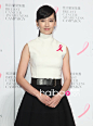林熙蕾身穿朗雯(Lanvin)2012秋冬系列黑白裙出席了在台北举行的粉红丝带乳癌防治宣导记者会