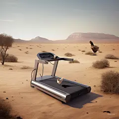 AI绘画_Prompts_Heimat_Werbeagentur_GmbH_chicken_on_treadmil_in_the_middle_of_t_449cc342-84e7-4313-9e9f-d6cdcdf1d511_xpanx.com