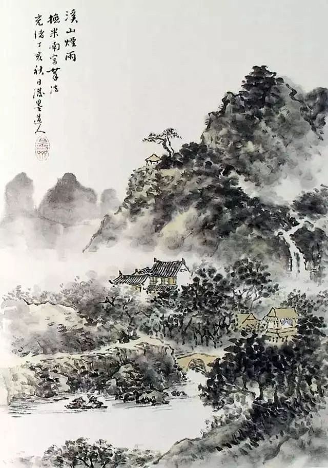 巧妙利用留白。芥子园画谱，山水 ​​​​...