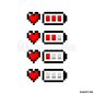 Pixel art heart and battery red icon 8-bit - isolated vector illustration Stock Vector