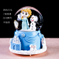 发条旋转冰雪奇缘爱莎公主水晶球音乐盒八音盒生日礼物女生儿童-淘宝网