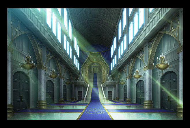 谒见の间に続く阶段前廊下