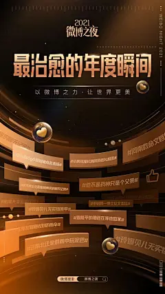 微博之夜 黑金风格 关键词海报
