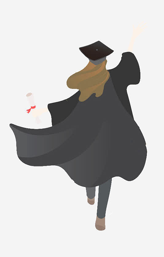 毕业季挥手的女孩背影插画