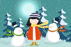 圣诞节日手绘插画卡通可爱贺卡宣传海报背景 PSD分层模板AI矢量图 (54)