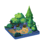 Q板风格化手绘小树林3D场景模型