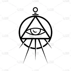 向量标志，其中一个抽象形象的炼金术符号的形式，全视眼睛在一个三角形。
