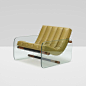 Lot 314: Fabio Lenci, attribution. lounge chair. c. 1967, vinyl, glass, enameled steel, walnut. 36 w x 36 d x 29 h in. estimate: $3,000–5,000.__