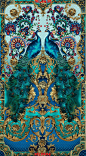 Turquoise color Peacock print fabric from by tambocollection, $9.00
