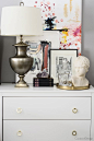 Layering Different Styles of Artwork - nightstand vignette - Cuckoo4Design