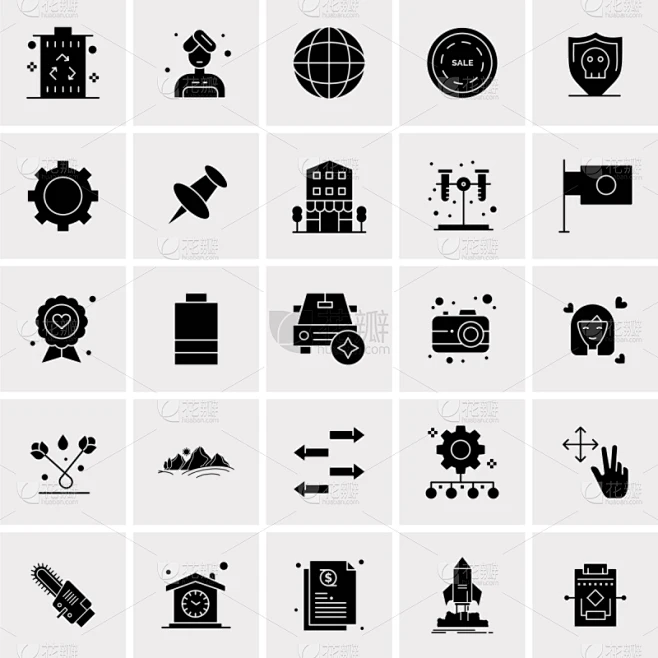 set 25 universal business icons图片_纹理图片素材-花瓣网