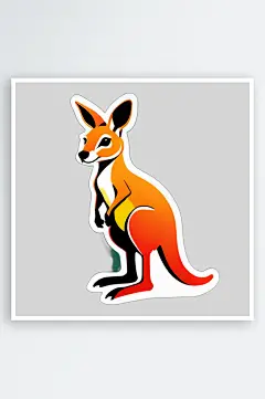 有趣卡通袋鼠贴纸插画图案-众图网