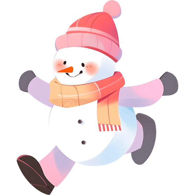 花瓣素材_冬天冬季手绘插画雪人元素_19...