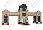 sketchup园林景观欧式小区入口景墙围墙大门栏杆草图大师SU模型-淘宝网