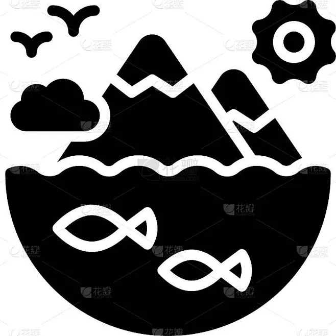 山和海的图标，地球日相关的矢量素材-花瓣网