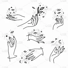 女性的手和空间的插图