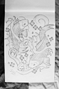 black and white drawings of koi fish | Tattoo koi fish design by ~ThereseDrawings on deviantART