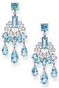 Art Deco diamond and aquamarine earrings by Cartier, circa 1930. Via Diamonds in the Library.@北坤人素材