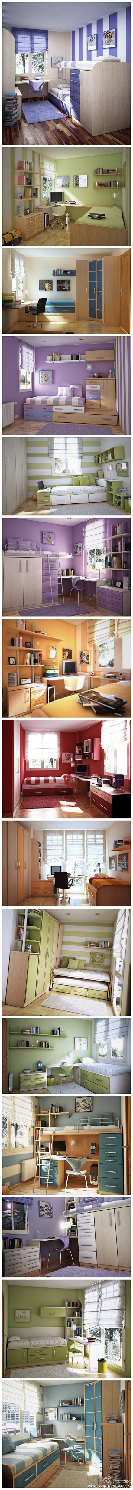 卧室兼书房，超实用的小房间设计！喜欢的赶...