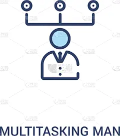 男人,多重任务,数字2,概念,简单,计算机图标,白色,轮廓,商务,人