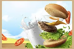 复古美食美式汉堡产品海报宣传牛肉鸡蛋芝士汉堡海报矢量设计素材-淘宝网