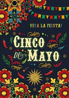 图源免费EPS |Cinco de Mayo poster with flowers