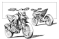 工业手绘，杜卡迪，Hypermotard，摩托车， 工业设计，产品设计，普象网