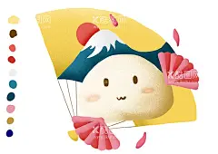 团子  - 源文件下载【酷图网】插画,日式,扇子,跳舞,火山,樱花,富士山,