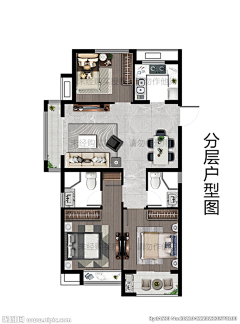 疾风浪客采集到户型图贴图 | 家具渲染