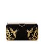 ELLIPSE : Ellipse Clutch Bag in Black Suede with Gold Bird Embroidery. Discover our Autumn Winter 18 Collection and shop the latest trends today.