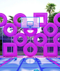 cyril lancelin fences basketball court with grid of pink doughnuts and squares