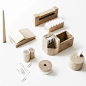 RUSSIAN AVANT-GARDE DESKTOP ORGANIZER : The set consists of 10 wooden elements, each having a function of its own (pencil sharpener,ruler, docking station for smartphone, holders for business cards, post-it notes and erasers, paper clips magnet holder, ad