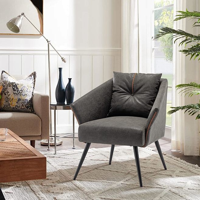 Alunaune Mid Century Grey Living Room Chair, Upholstered