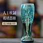 山西玻璃杯工厂外贸定做人工吹制精品彩色收腰啤酒杯啤酒杯玻璃