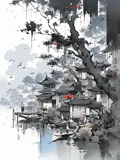 Ai绘画|《忆江南》水乡古镇系列