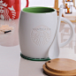 星巴克杯子 正品限量酒桶马克杯 咖啡杯 创意陶瓷水杯带盖勺 茶杯