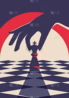 海报模板与手持棋子。