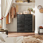 Amazon.com: WLIVE Fabric Dresser for Bedroom, Tall Dresser with 8 Drawers, Storage Tower with Fabric Bins, Double Dresser, Chest of Drawers for Closet, Living Room, Dormitory, Charcoal Black Wood Grain Print : Home & Kitchen