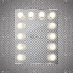 化妆镜与灯光隔离。矢量图