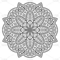 曼荼罗图案涂色书壁纸设计艺术。瓷砖图案贺卡贴纸花边图案和纹身，瑜伽设计。手绘曼荼罗向量。在白色背景