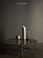W Coffee Tables : W Table, designed by David Lopez Quincoces La serie W gioca sapientemente con il concetto di leggerezza abbinando uno splendido piano in pietra naturale a sottili gambe tubolari in metallo. Il contrasto geometrico fra le forme triangolar