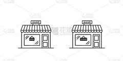 线性仓库图标集。开和关标志。店铺招牌。矢量插图，平面设计